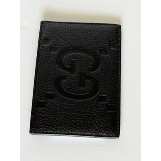 Gucci GG Jumbo Card Case Black Leather Men’s Black Wallet 812681 NIB