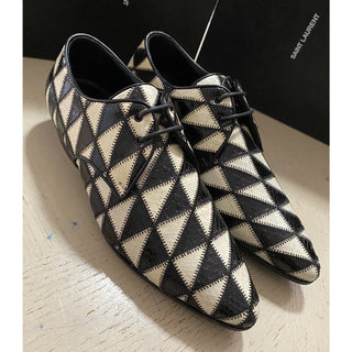 NIB $1795 Saint Laurent Women Python Leather Shoes Black/Ivory 8 US ( 38 Eu )