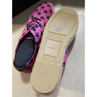 NIB Saint Laurent Women Star Print Espadrille Shoes Red/Black 9.5 US/39.5 Eu