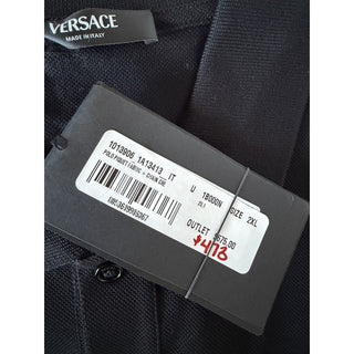 Versace Black Embroidered Piquet Cotton Polo Shirt 2XL 1013906 Made in Italy NWT