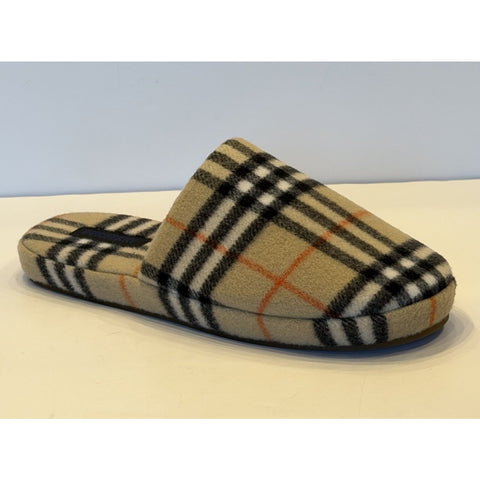 Burberry Check Wool Blend Slippers Beige Men 11 US (44 Eu) IT 8123284 NIB $525