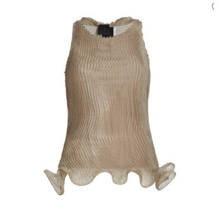 New $2385 GIVENCHY Flared Hem Organza Top Color: PALE GOLDEN One Size Italy