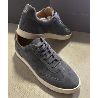 NIB $1100 Brunello Cucinelli Men’s Suede Sneakers Shoes Gray 12 US/45 Eu