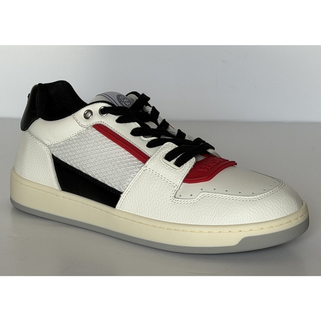 Versace Low Top Leather Sneakers White/Black/Red Men 10 US (43) IT 1022558 NIB