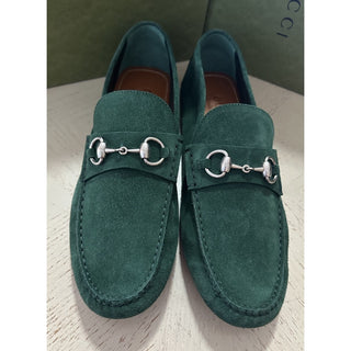 Gucci Men Suede horsebit Driver Loafers Shoes Green 7 US/6.5 UK 765859 New