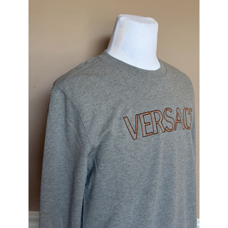 Versace Embroidered Non-brushed Sweater Gray Large 1011852 NWT $1000