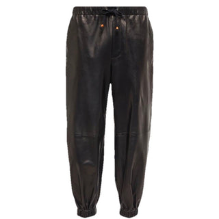 New $4700 Gucci Men Leather Jogging Pants Black Size 50 Eu/34 US 738235