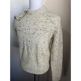 NWT $1200 Bottega Veneta Men Crewneck Wool Sweater White/Cream Size M