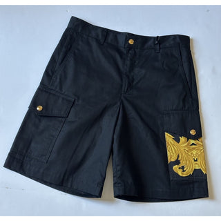 Versace Heritage Print Black Drill Fabric Shorts 50 Euro (34”) 1014373 NWT $900