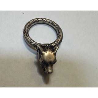New Authentic GUCCI Silver A. Forest Wolf Ring Black Prezioso 8 US ( 16 ) 511851