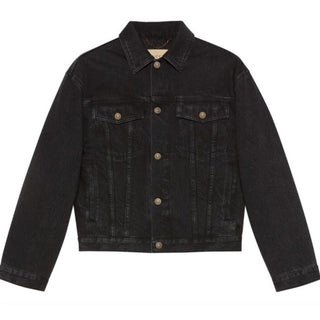 New $5200 Gucci Men Denim Jacket Coat Black 38 US/48 Eu 725588