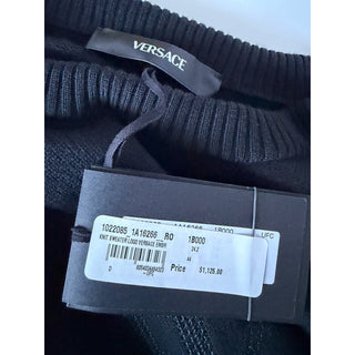 Versace Logo Wool Knit Sweater Black Women’s 8 US (IT 44) 1022085 NWT $1125