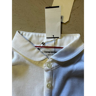 NWT Thom Browne Men's Solid Long Sleeve Slim Fit Polo Shirt White Size 1 ( XS )