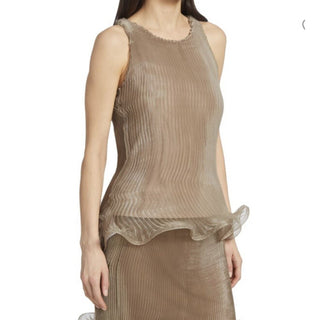 New $2385 GIVENCHY Flared Hem Organza Top Color: PALE GOLDEN One Size Italy