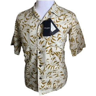 NWT $890 Saint Laurent Men Hawaii Shirt light beige/cream Size M
