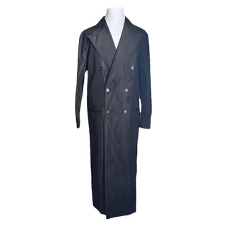 New $4900 Saint Laurent Men long coat in silk taffeta Trench Coat Black 50 Eu/40