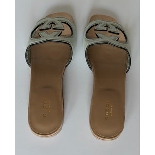 Gucci Interlocking G Green Leather Sandals 6 US (36 Euro) Italy 694451 NIB