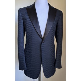 New $10995 Kiton Cashmere & Linen Diner Jacket Blazer Navy/Black 40R US/50R Eu