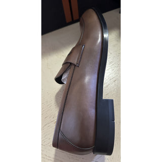 ZEGNA Leather Loafers Shoes Brown 10 US/43 Eu New $950