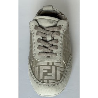 Fendi Fit FF Jacquard Suede Sneakers Grey Men 11 US (10 Fendi) 7E1842 NIB $950