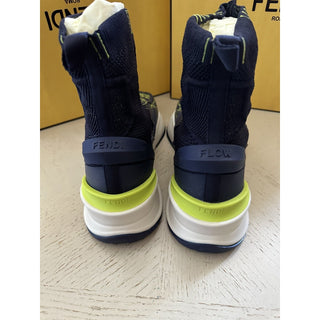 NIB $1190 Fendi Men Contrast Knit High Top Sneakers Shoes Navy/Green 12 US/11 UK