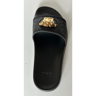 Versace Gold Medusa Head Slides Sandals Black 10 US (40 Eu) IT NIB $450 1004190