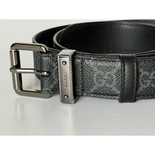 Gucci Men’s GG Emblem Belt Black Square Buckle 95/38 822150 Italy NIB