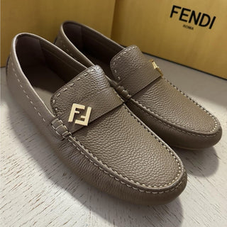 Fendi FF Leather Brown Driver Shoes 10 US (9 Fendi) 7D1682 IT NIB $830