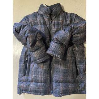 New $3250 Isaia Glen Plaid Puffer Jacket Vest Coat Charcoal 42 US/52 Eu Italy
