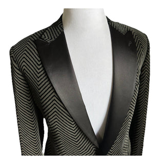 NWT $3395 Giorgio Armani Men Velvet Jacket Blazer Black/Gray 42 US/52 Eu Italy