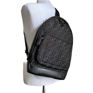 New $2100 Fendi Canvas/Leather FF Logo One-Shoulder Backpack Black/Brown 7VZ065