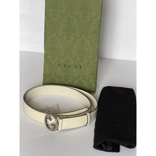 Gucci Men’s Mystic White Calf Leather Belt 105/42 Italy 734771 NWT