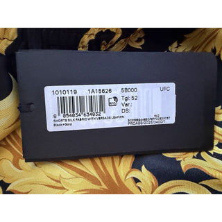Versace Leaf Print Men's Black&Gold Silk Shorts 52 Euro (32”) 1010119 NWT $1200