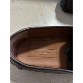 New Ermenegildo Zegna Leather Moccasin Driver Loafers DK Brown 10.5 US/43.5 Eu