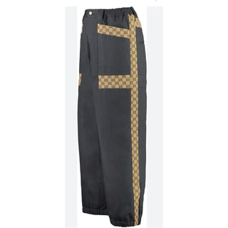 New $1980 Gucci Men Canvas/Cotton GG Print Drawstring Pants DK Gray 34 US/50 Eu