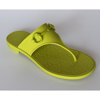 Gucci Horsebit Rubber Thong Green Sandals 7 US (37 Euro) 780306 NIB