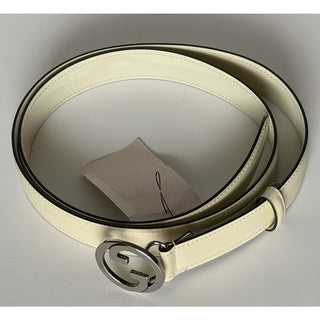 Gucci Men’s Mystic White Calf Leather Belt 105/42 Italy 734771 NWT