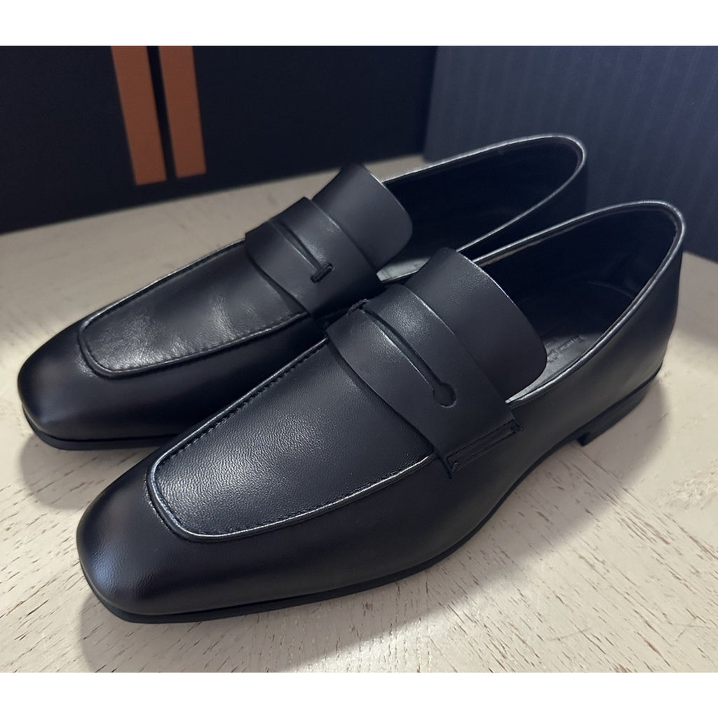 New $1190 Ermenegildo Zegna Leather Reverse Construction Loafers Black 6 US/39 E