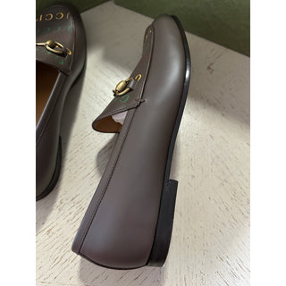 New $1270 Gucci Men Leather Moccasin Loafers Shoes chocolate brown 8.5 US/7.5 UK