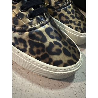 NIB Saint Laurent Men Leather Leopard Pr. Sneakers Black/Gold 8 US/41 E 689072