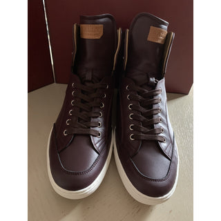 New $650 Bally Men Oldani Leather High-Top Sneakers Color Merlot 8 US Italy