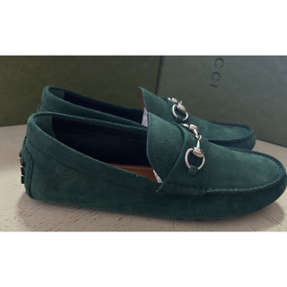Gucci Men Suede horsebit Driver Loafers Shoes Green 7 US/6.5 UK 765859 New