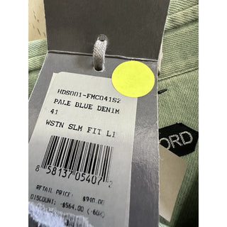 New $940 TOM FORD Men Western Denim Shirt Green /Blue Size 41/16 Italy