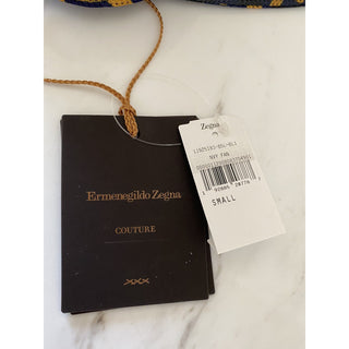 NWT Ermenegildo Zegna Couture Crest Embossed Baseball Hat Navy Size S Italy