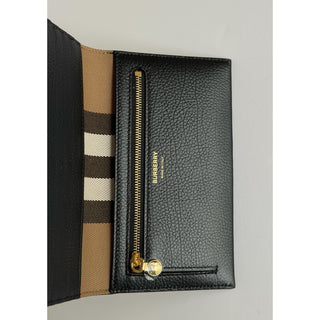 Burberry Ellie Bifold Black Long Leather Wallet 8113146 Made in Italy NWT $925