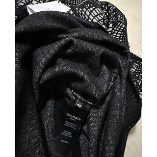 New $3050 Balmain Patterned-Knit Body-Con Minidress Black 44/12 Italy