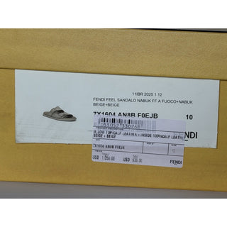 Fendi Men's FF Feel Slide Sandals Beige 11 US/10 UK IT 7X1604 NIB $1050