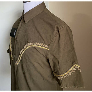 NWT $1490 Saint Laurent Men Western Shirt Green S ( 38/15 ) Italy