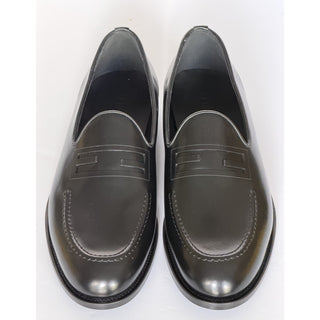 Fendi FF Penny Loafers Black Calf Leather Men 10 US (9 Fendi) 7D1645 NIB $1050