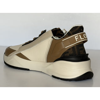 Fendi Flow FF Logo Sneakers Brown/Beige Men 12 US (11 Fendi) 7E1392 NIB $995